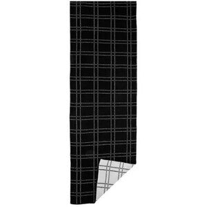 NWT Robert Stanley Home Collection Black & White Plaid Reversible Table Runner